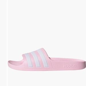 Adidas Light Pink Slides with White Stripes